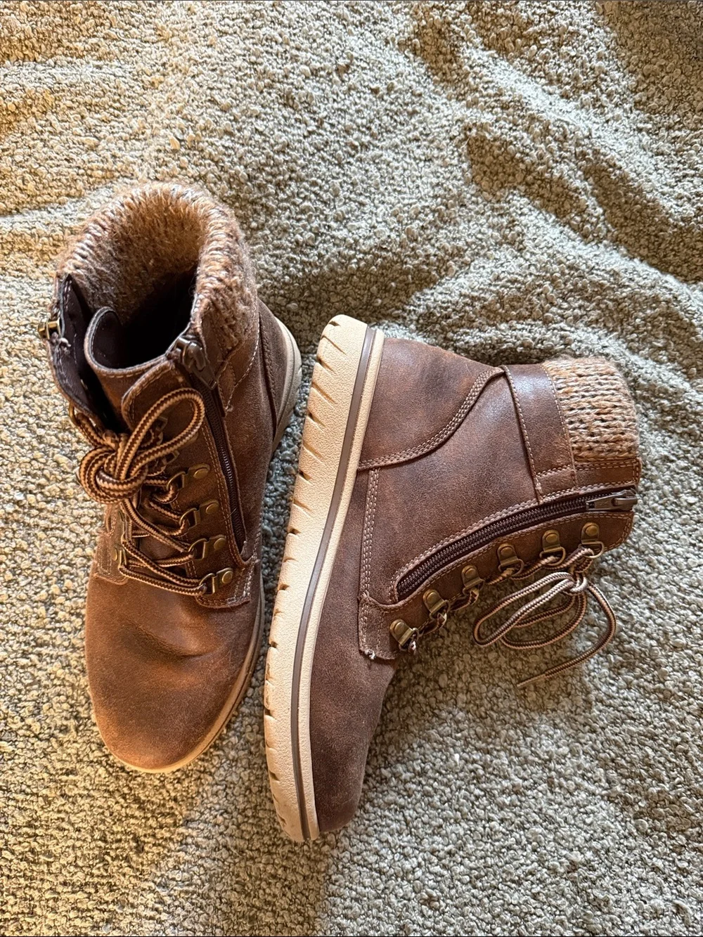 Cliffs by WHITE MOUNTAIN Brown Lace-Up Suede Ankle Boots